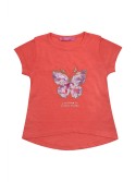 Girls\' T-shirt with a coral butterfly NDZ8110 - Online store - Boutique